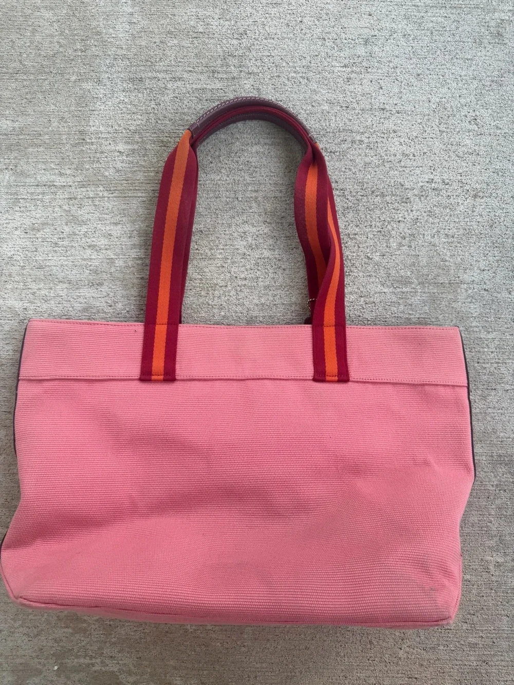 COACH Pink Canvas Tote Bag Stripe Handles C8293 18”x 11”x 6”